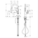 Hansgrohe 04853000 Prep Kitchen Faucet 2 Spray Pull Down 1.75 Gpm
