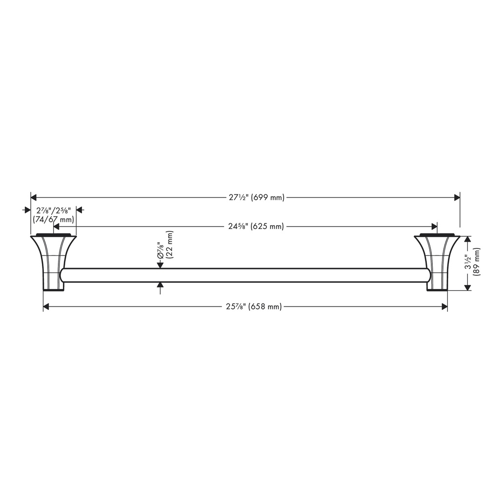 Hansgrohe 04835250 Locarno 24" Towel Bar Brushed Gold Optic