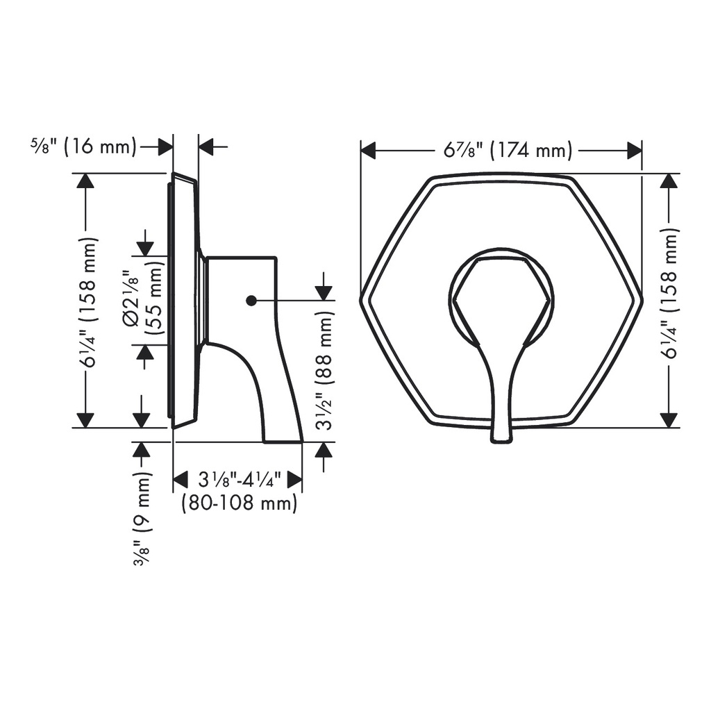 Hansgrohe 04822670 Pressure Balance Trim