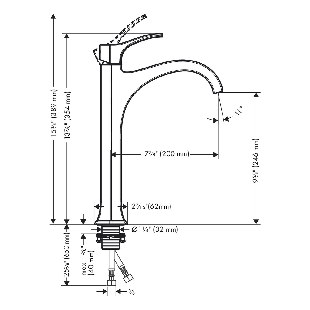 Hansgrohe 04811000 Single Hole Faucet 210 1.2 Gpm