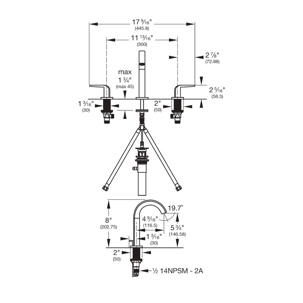 Grohe 20597000 Defined 2Hndl Basin 3-Hole Chrome