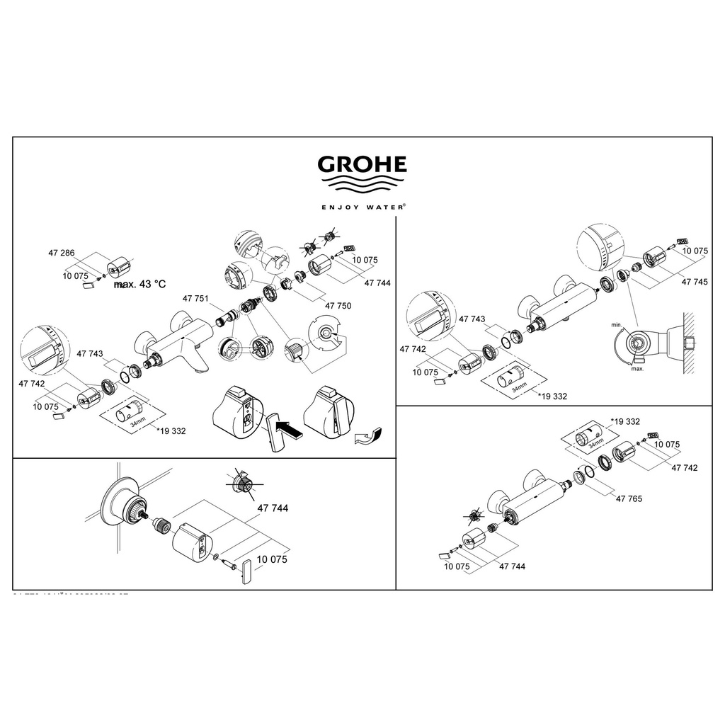 Grohe 47765000 Grt 2000 Special Handle For Disabled Use