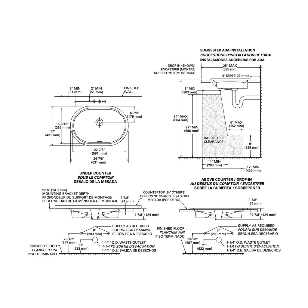 Grohe 39673000 Essence Undermount 24" Bathroom Sink Alpine White