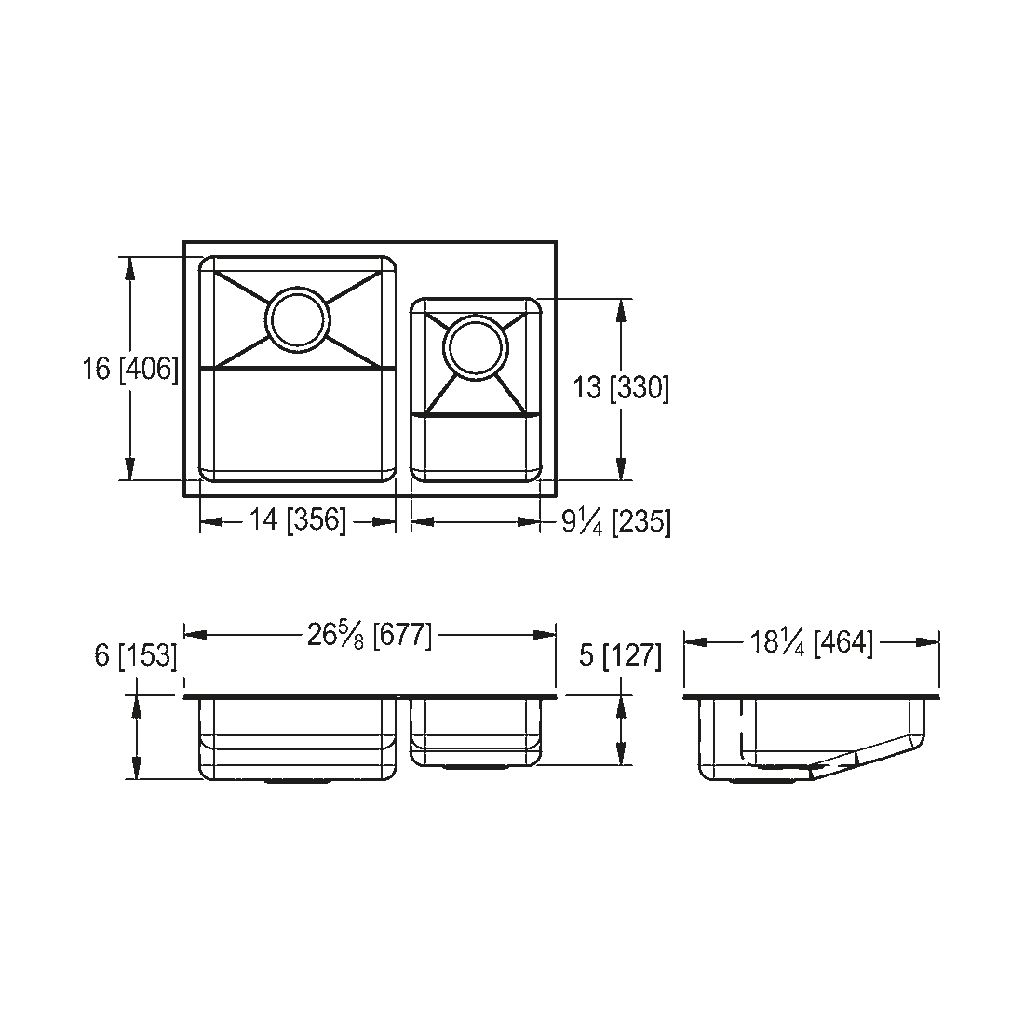 Franke ALBDC182605P-1-2 Double With Ledge 18 Gauge
