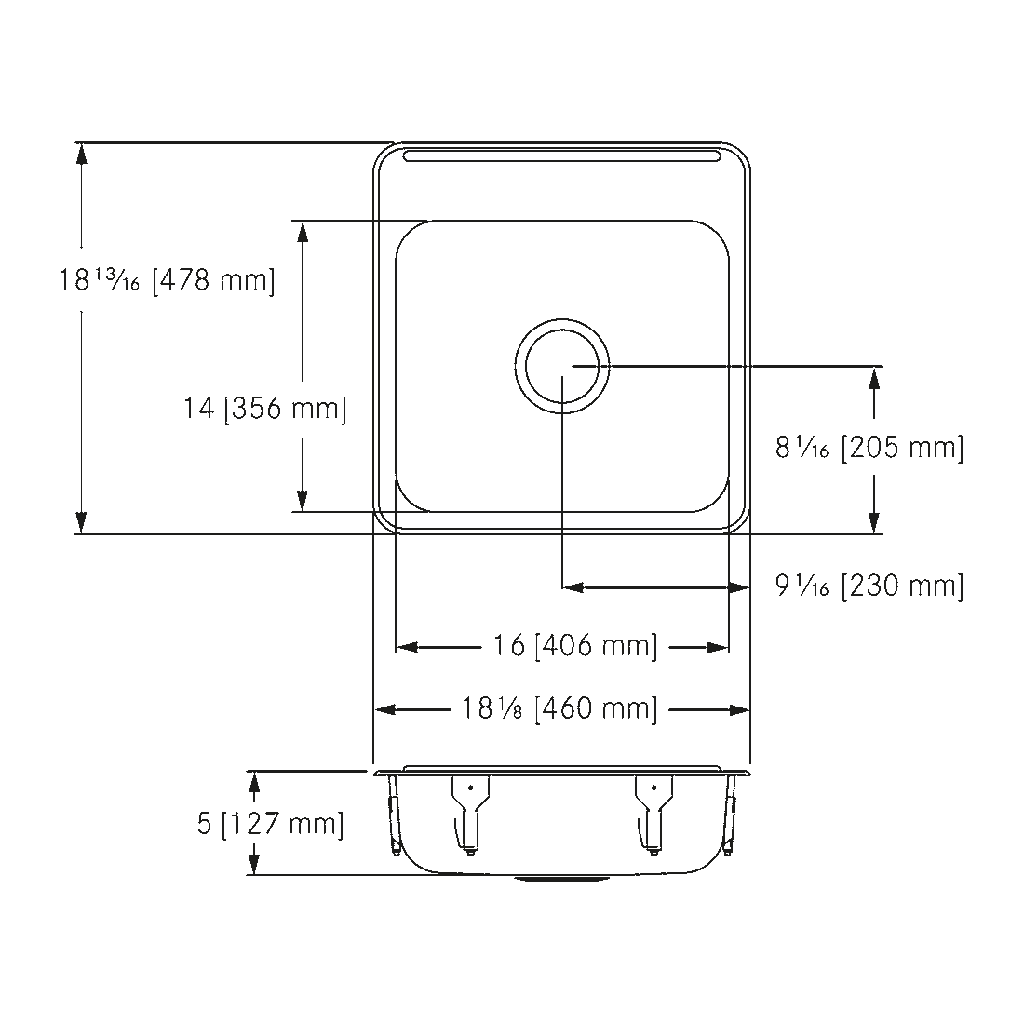 Franke ALBS4605P-1 Single With Ledge 18 Gauge
