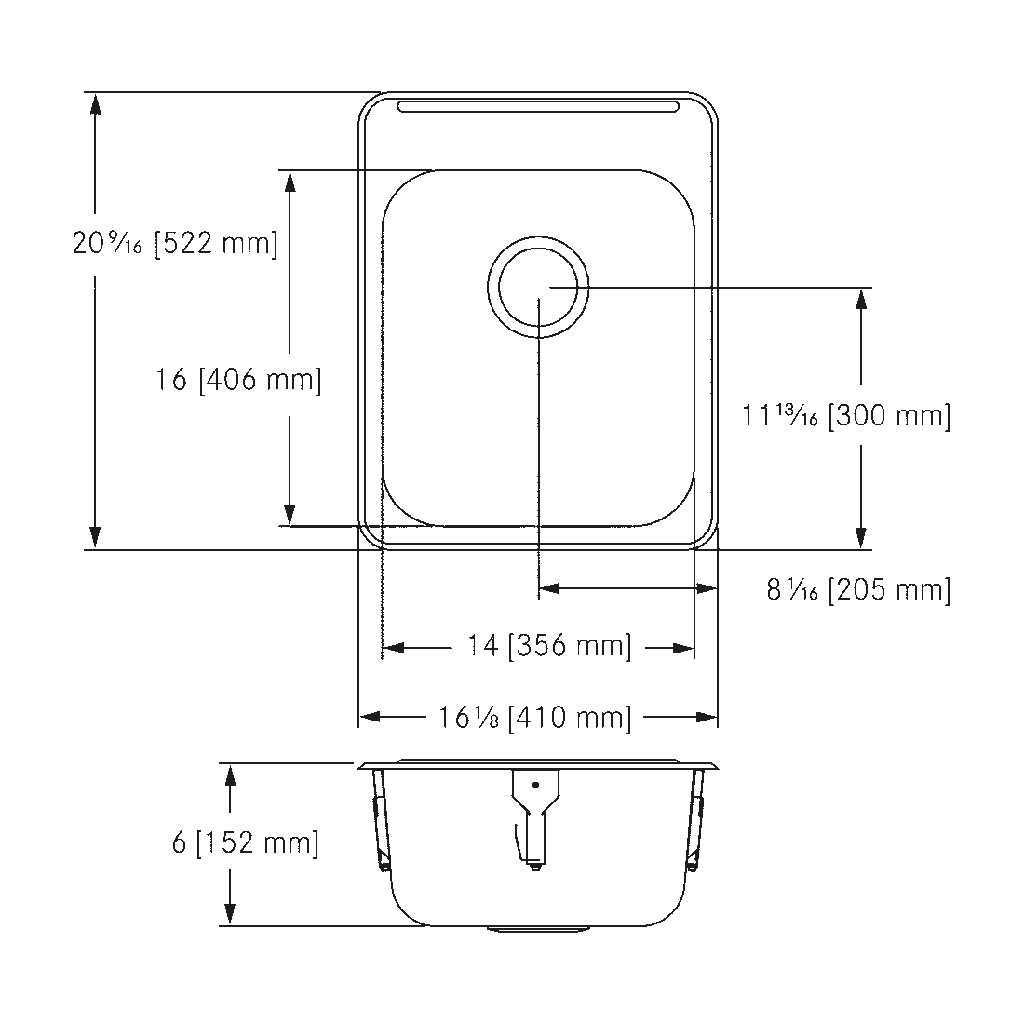 Franke ALBS6406P-1 Single With Ledge 18 Gauge