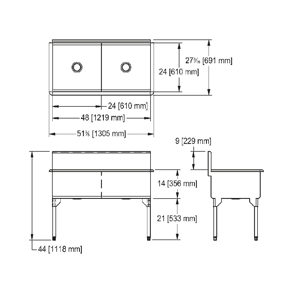 Franke DL2448-1-2 Classic Series 16 Gauge Double Compartment