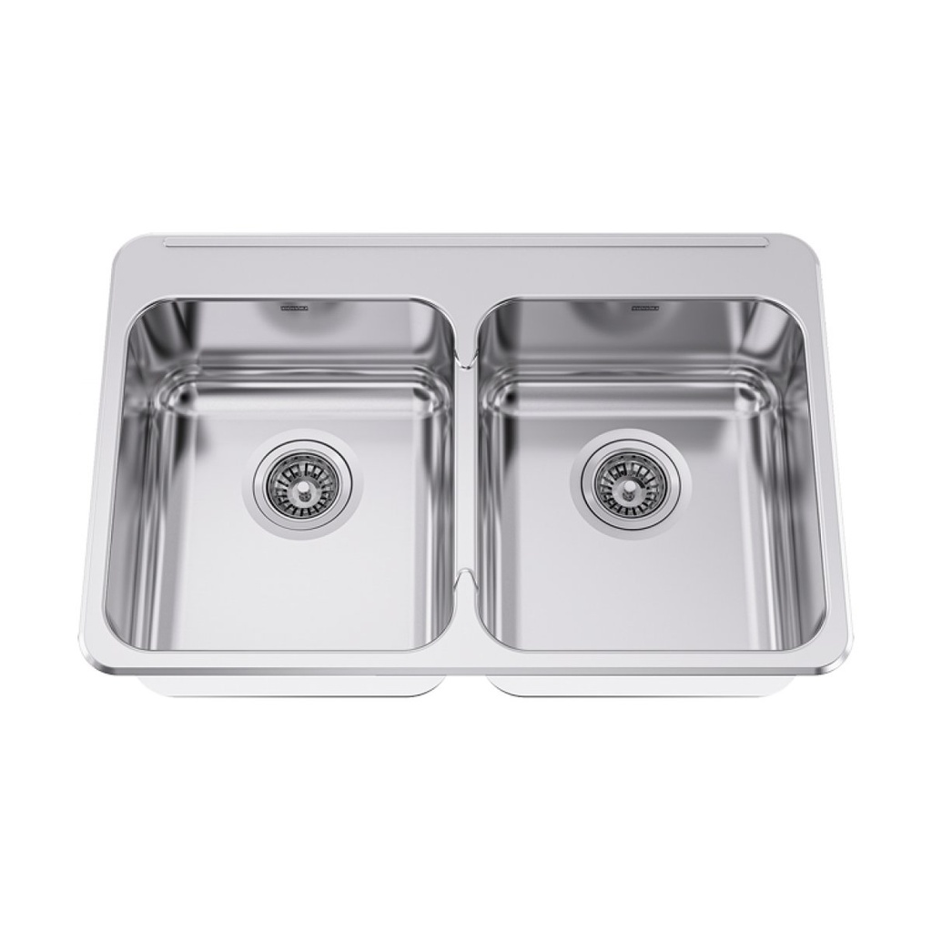 Franke LBD6408-316P-1-1 Double Topmount Sink With Ledge 18Ga T316 1 Hole