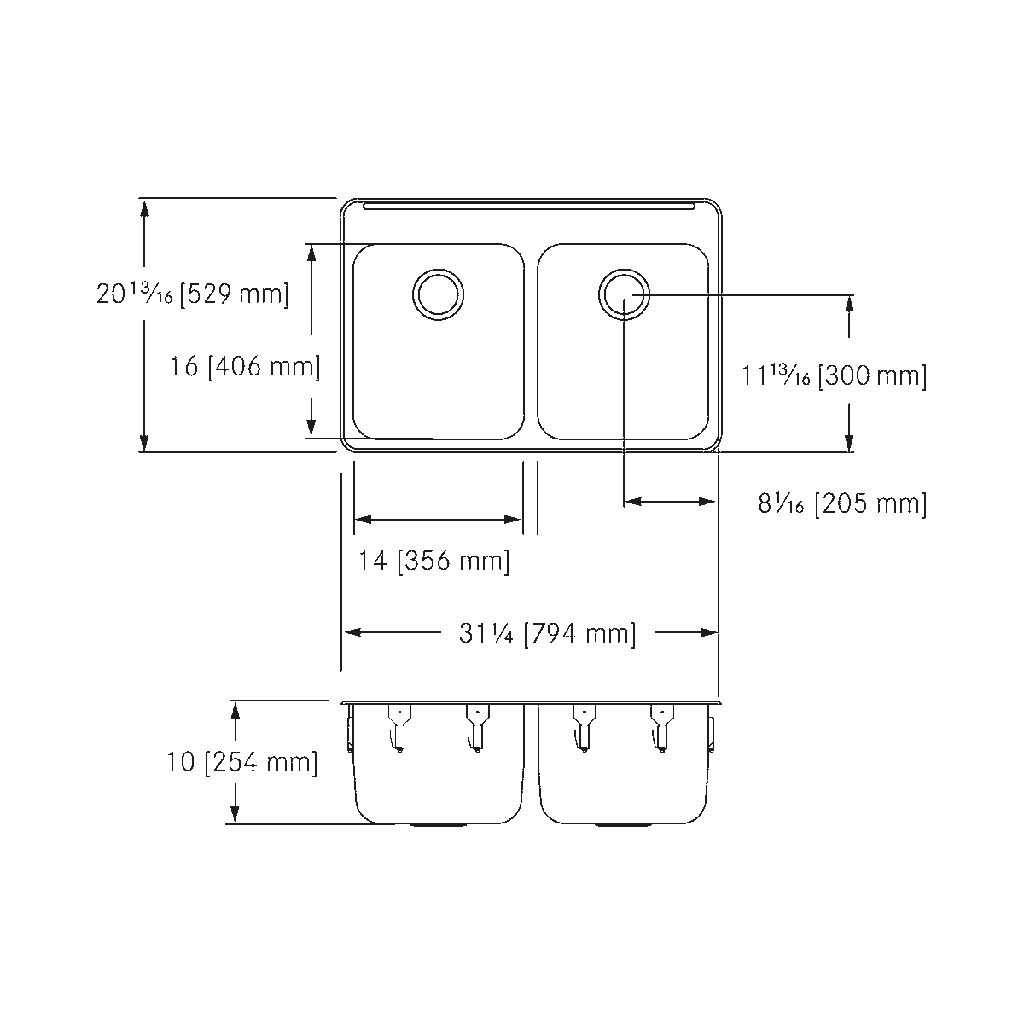 Franke LBD6410-316PCB-1-3 Double With Ledge 18 Gauge T316