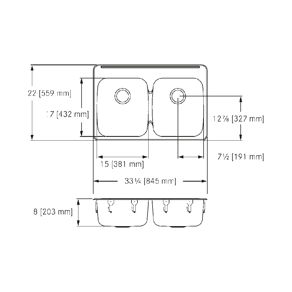 Franke LBD7508-1-1 Double With Ledge 20 Gauge
