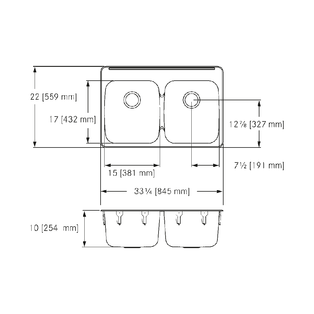 Franke LBD7510P-1-3 Double With Ledge 18 Gauge