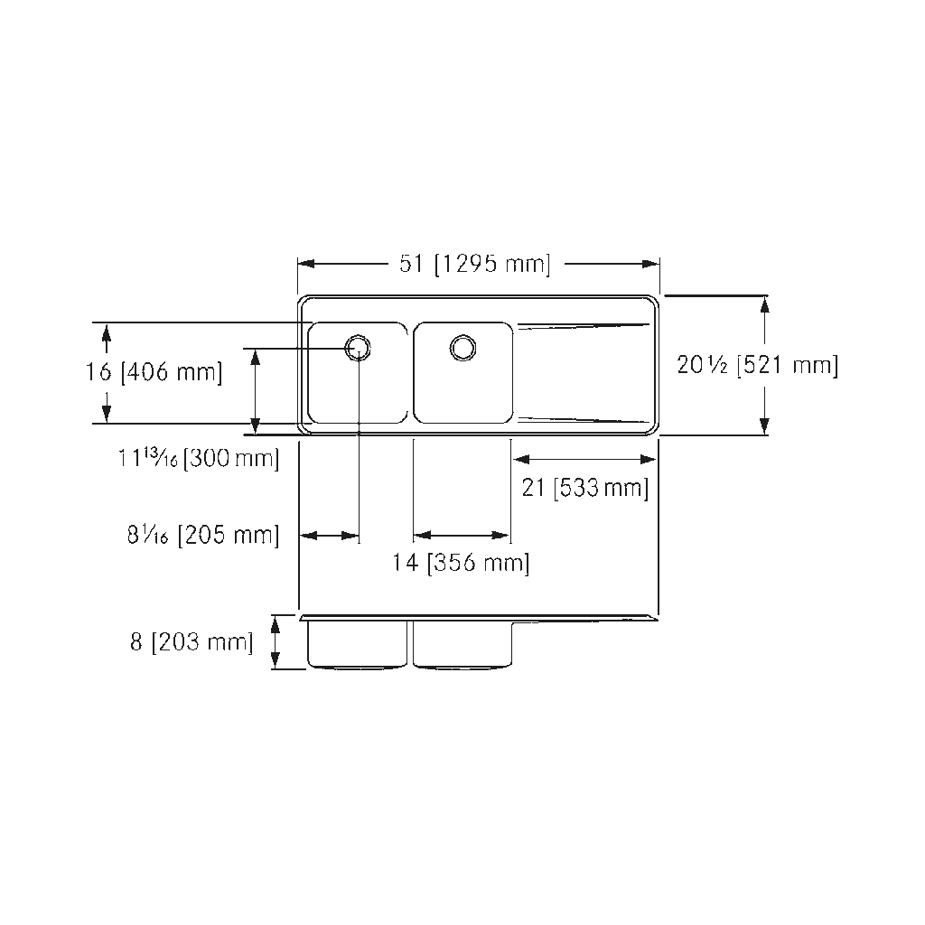 Franke LBDDBR6408P-1-3 18 Gauge Drainboard Sink Double
