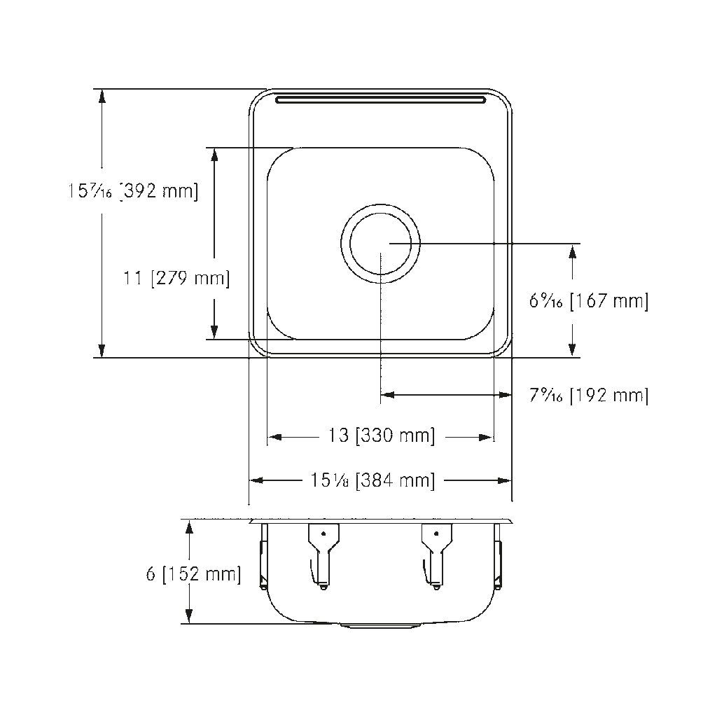 Franke LBS1306-1-1 Single With Ledge 20 Gauge