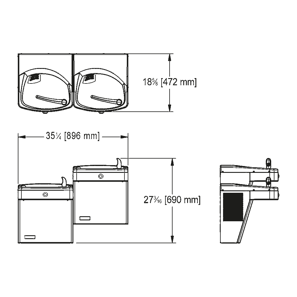 Franke KEPV8ACSL-STN Chilled Vandal Resistant Split Level Universal Fountain