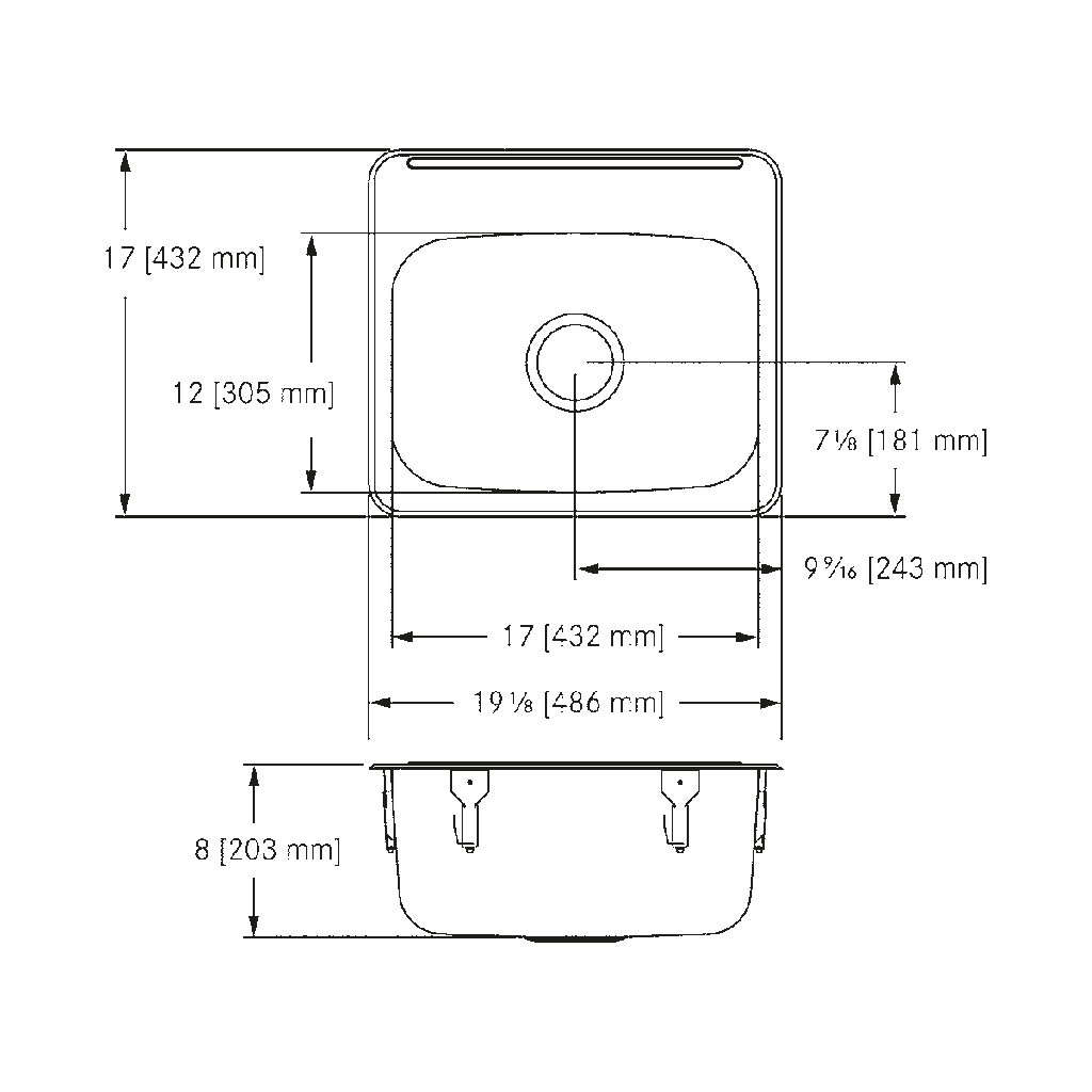 Franke LBS2708-1 Single With Ledge 20 Gauge