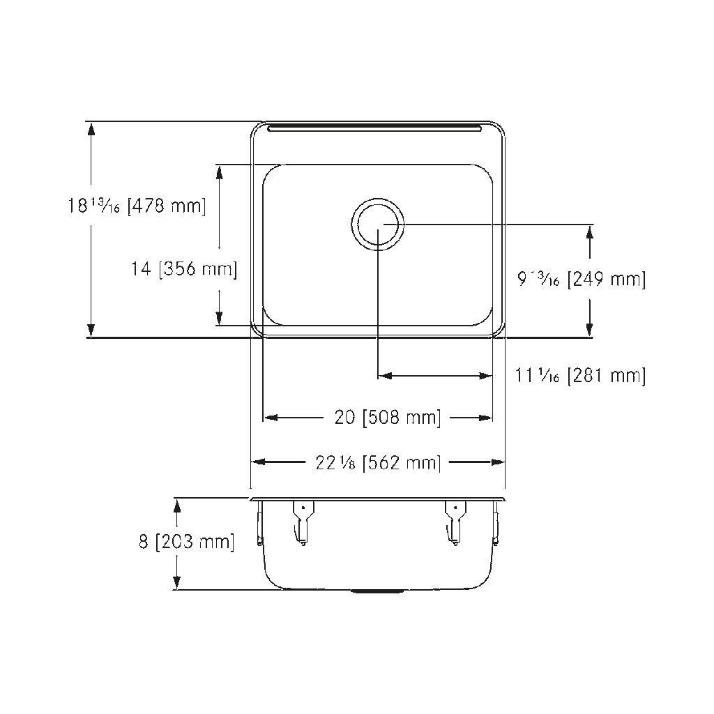 Franke LBS4008P-1 Single With Ledge 18 Gauge
