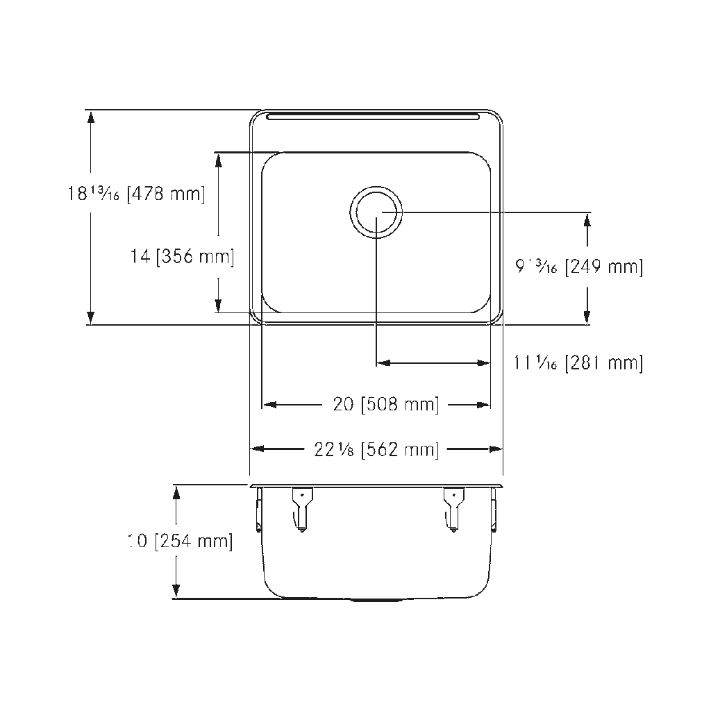 Franke LBS4010P-1 Single With Ledge 18 Gauge