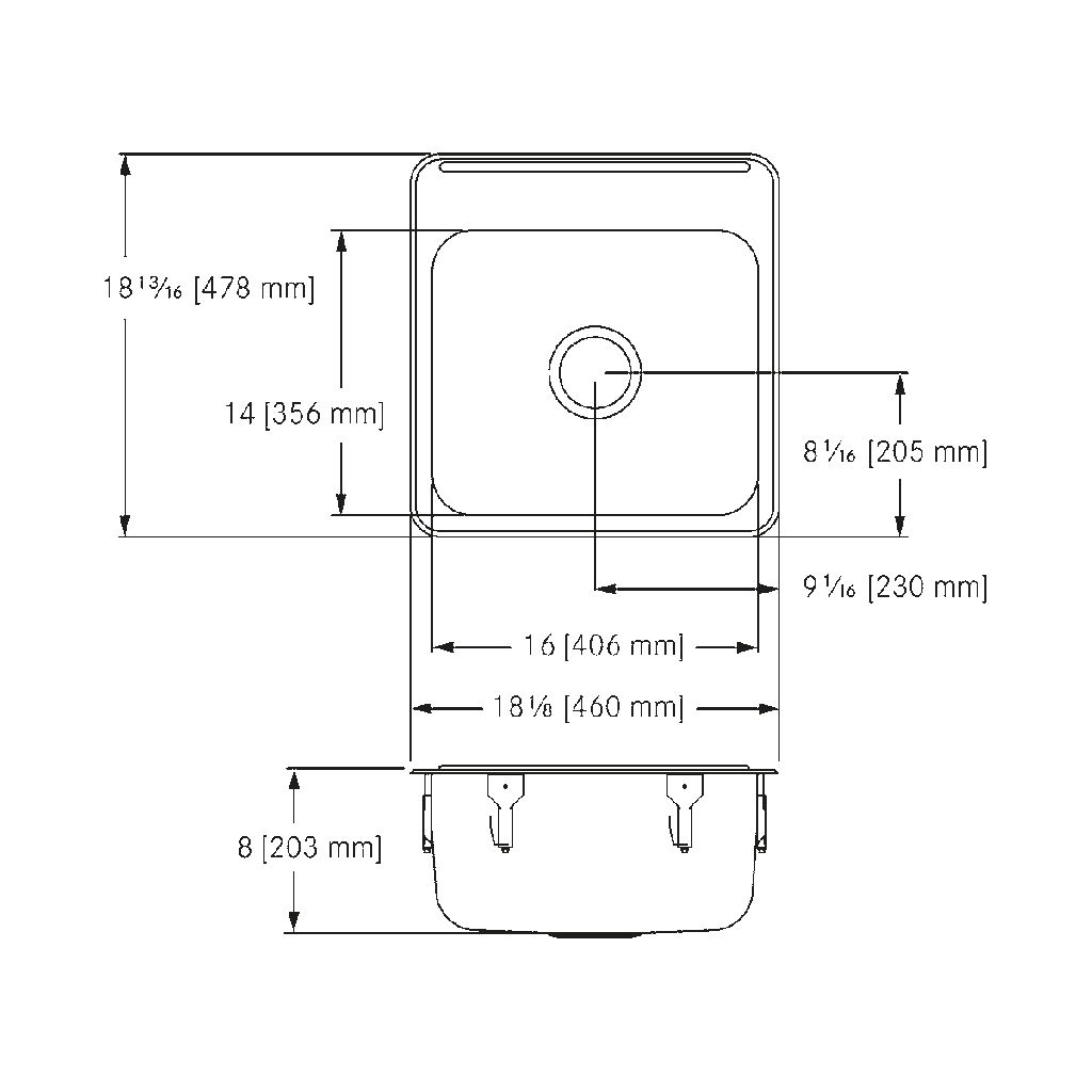 Franke LBS4608P-1 Single With Ledge 18 Gauge