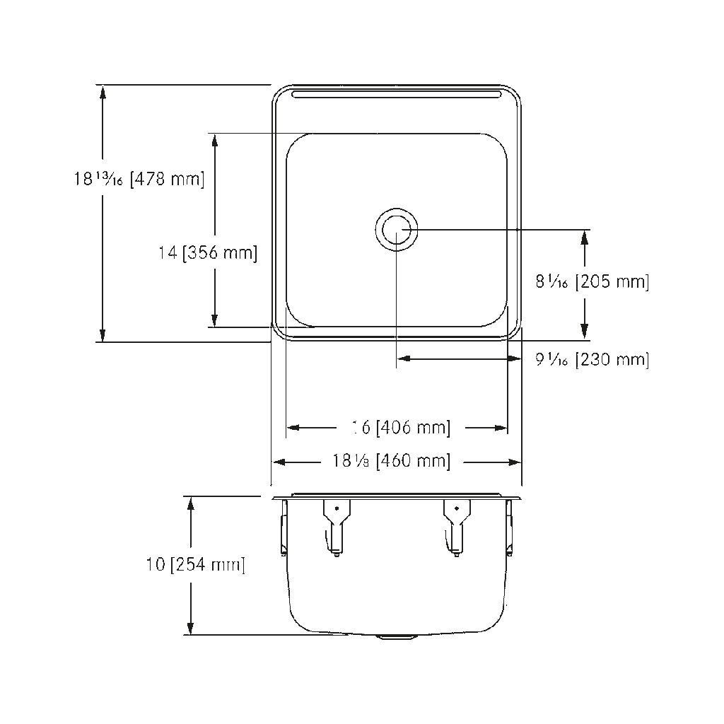 Franke LBS4610-316P-1 Single Topmount Sink With Ledge 18Ga T316