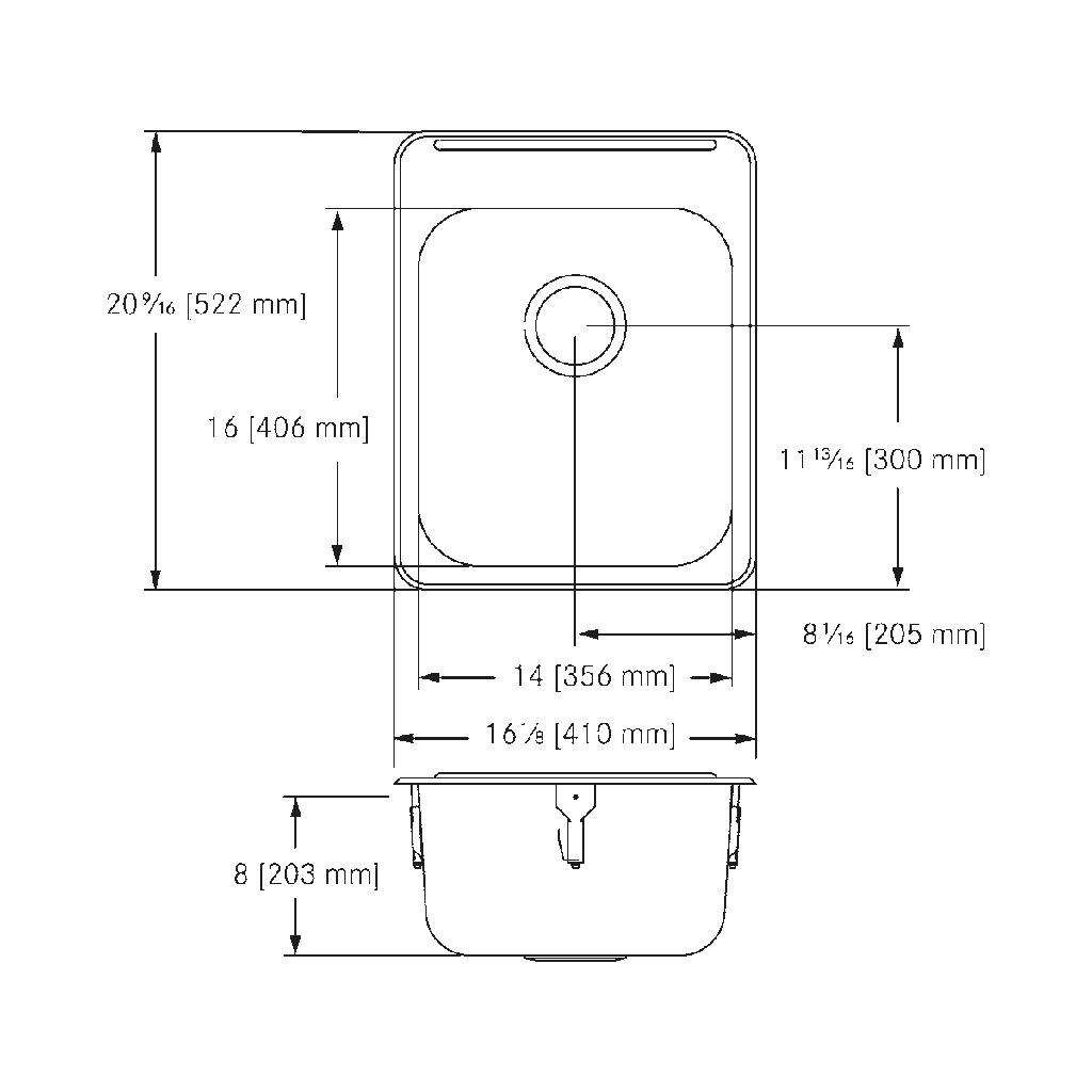 Franke LBS6408P-1 Single With Ledge 18 Gauge