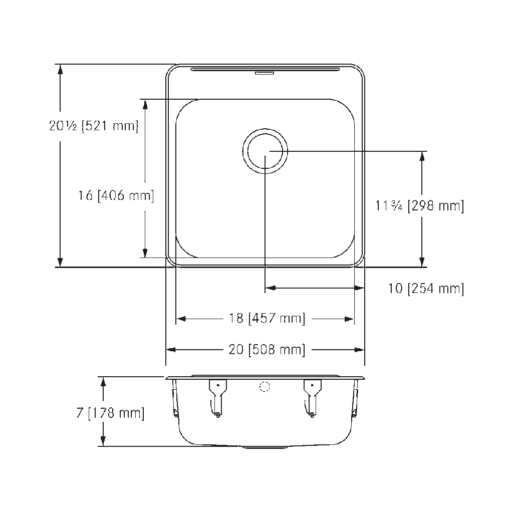 Franke LBS6807-2-1 Single With Ledge 20 Gauge