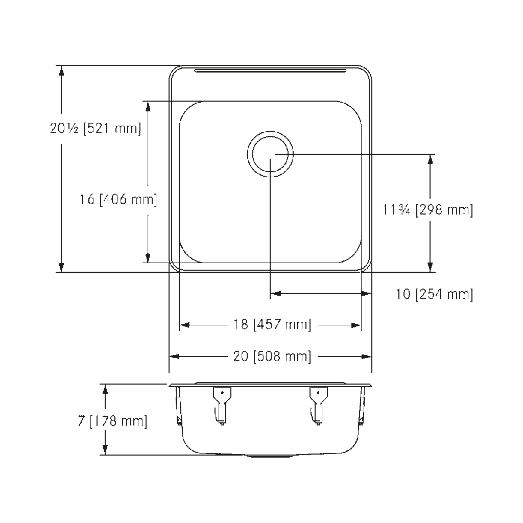 Franke LBS6807-316P-1-1 Single Topmount Sink With Ledge 18Ga T316 1 Hole