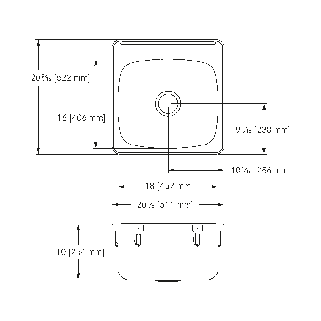 Franke LBS6810-1-3 Single With Ledge 20 Gauge