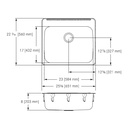 Franke LBS7308-1-1 Single With Ledge 20 Gauge
