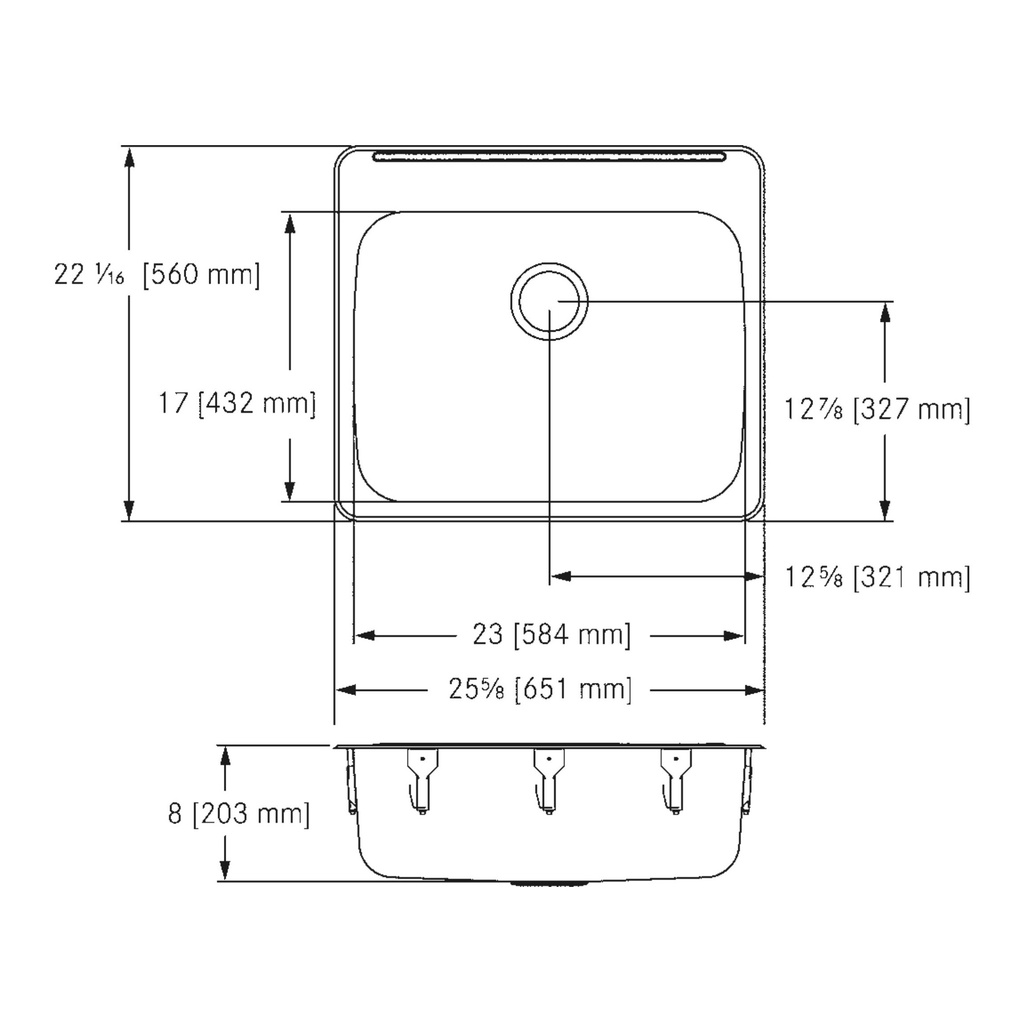 Franke LBS7308-1 Single With Ledge 20 Gauge