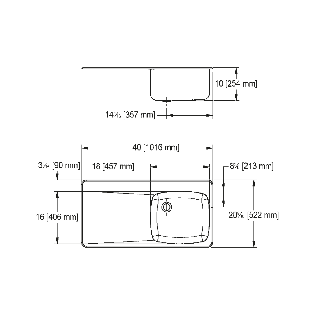 Franke LBSDBL6810P-1-3 18 Gauge Drainboard Sink Single