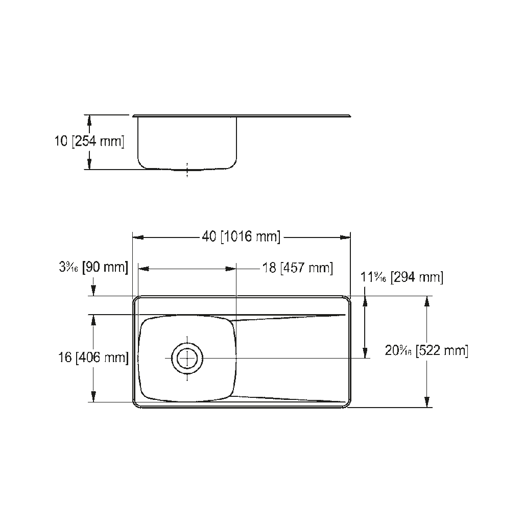 Franke LBSDBR6810P-1-3 18 Gauge Drainboard Sink Single