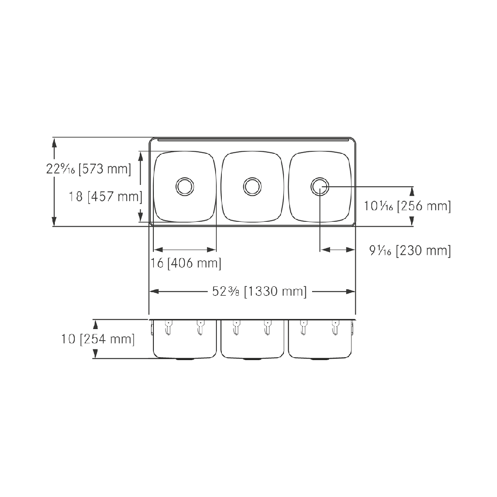 Franke LBT8610P-1 Triple 18 Gauge With Ledge