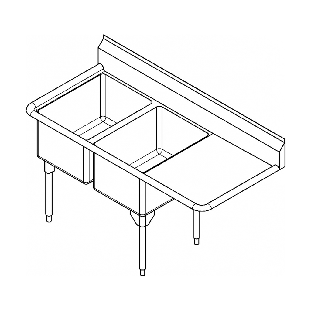 Franke RDL2436L-1-2 Restaurant Series 16 Gauge Double Compartment