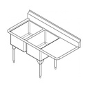Franke RDL2448L-1 Restaurant Series 16 Gauge Double Compartment