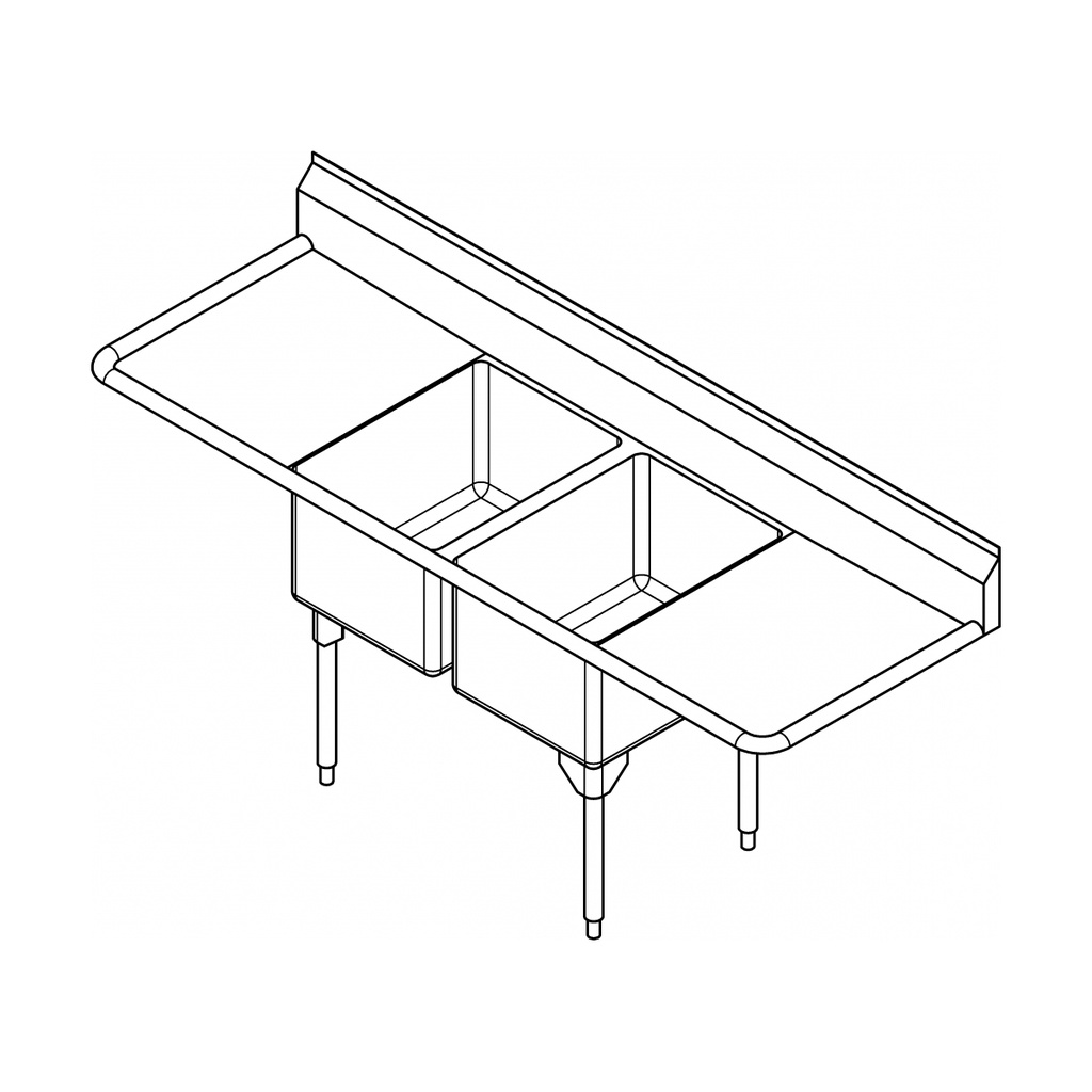 Franke RDL2448LR-1-2 Restaurant Series 16 Gauge Double Compartment