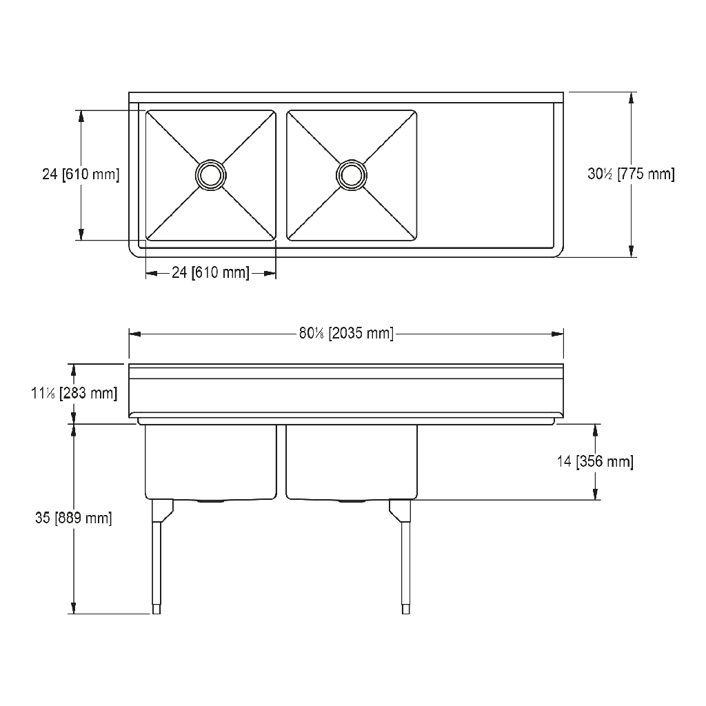 Franke RDL2448R-1 Restaurant Series 16 Gauge Double Compartment