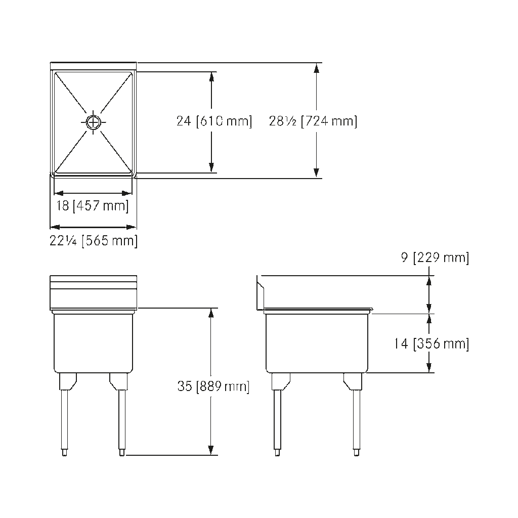 Franke RSL2418-1 Restaurant Series 16 Gauge Single Compartment