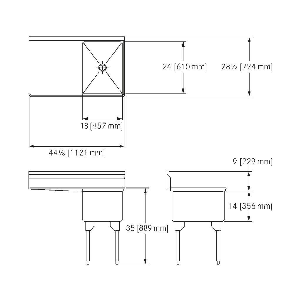 Franke RSL2418L-1-2 Restaurant Series 16 Gauge Single Compartment