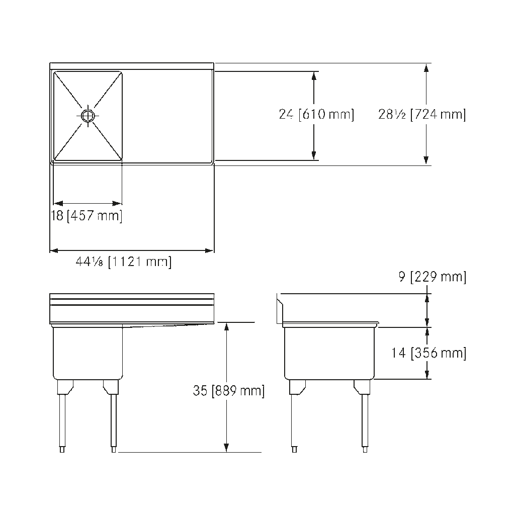 Franke RSL2418R-1 Restaurant Series 16 Gauge Single Compartment
