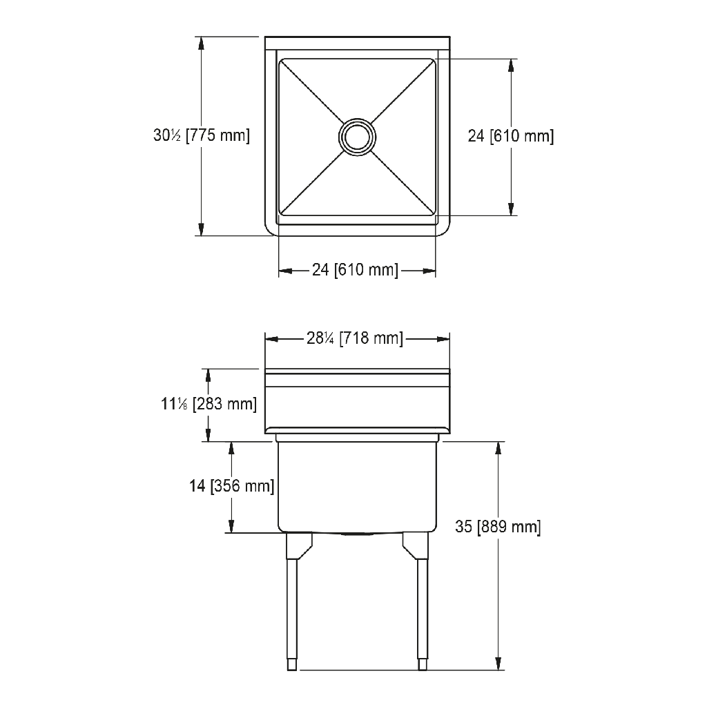 Franke RSL2424-1 Restaurant Series 16 Gauge Single Compartment