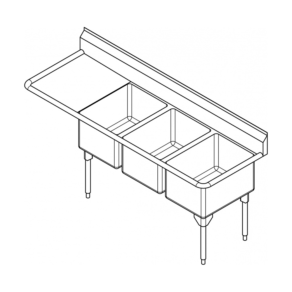 Franke RTL2454R-1-2 Restaurant Series 16 Gauge Triple Compartment