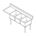 Franke RTL2454R-1-2 Restaurant Series 16 Gauge Triple Compartment
