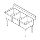 Franke RTL2472-1 Restaurant Series 16 Gauge Triple Compartment