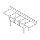 Franke RTL2472LR-1 Restaurant Series 16 Gauge Triple Compartment