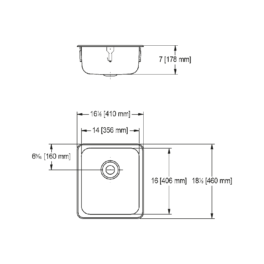 Franke S6407-316P-1 Single Topmount Sink No Ledge 18Ga T316