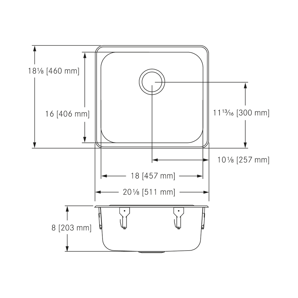 Franke S6808-316P-1 Single Topmount Sink No Ledge 18Ga T316
