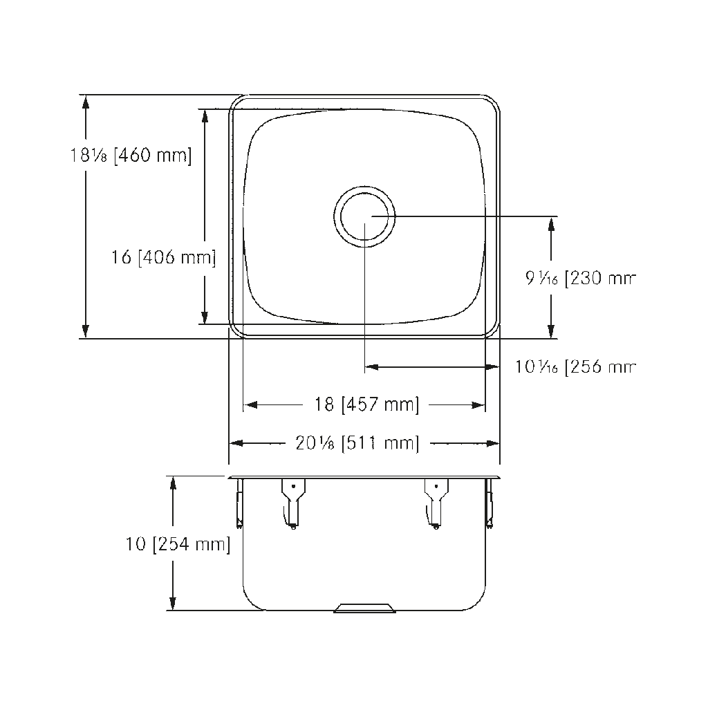 Franke S6810-316P-1 Single Topmount Sink No Ledge 18Ga T316