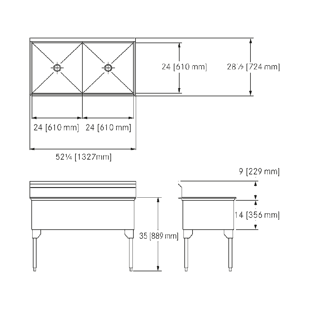Franke SDL2448-1-2 Service Series 14 Gauge Double Compartment