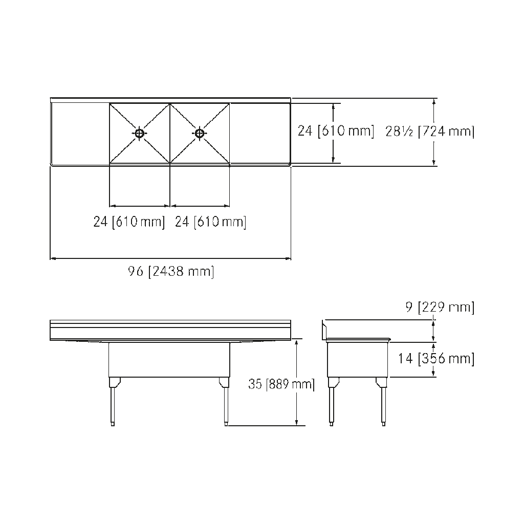 Franke SDL2448LR-1 Service Series 14 Gauge Double Compartment