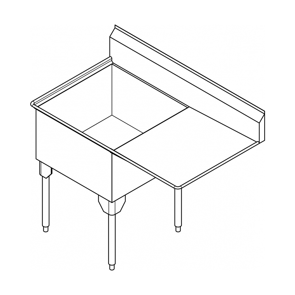 Franke SSL2424L-1-2 Service Series 14 Gauge Single Compartment